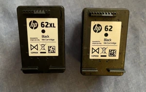 Two-(1) 62XL and (1) 62 Empty Virgin Black Ink Cartridges Genuine Original-Used - Photo 1/3