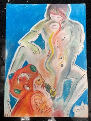Salvador Dali Drawing on paper (Handmade) signed and stamped mixed media - Image 1 of 4