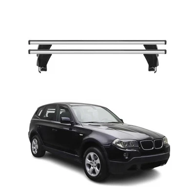 Top Roof Racks Cross Bars for BMW X3 E83 2004-2010 Aluminium Silver 2Pcs - Image 1 of 4