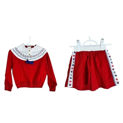 Conjunto de dos piezas vintage Carter’s para niñas Top Shorts rojo NIÑO PEQUEÑO TALLA 4/4T EE. UU. Foto 1 de 4