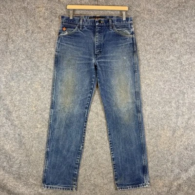 Wrangler FR Jeans Mens 31x31 Blue 13MWZ Flame Resistant Workwear Distressed HRC2 - Image 1 of 4