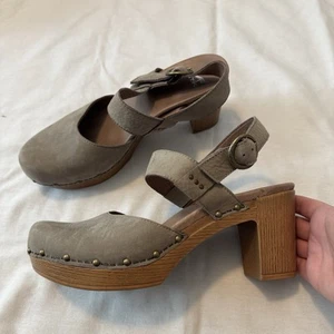 Sandalias zuecos Mary Jane de tacón lunado 42 para mujer DANSKO cuero tostado cómodas EE. UU. 12 - Imagen 1 de 9