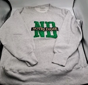 Vintage Notre Dame Crewneck Sweatshirt grau Gr. XL University Jacke GENUS - Bild 1 von 9