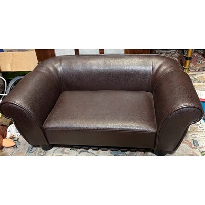 Enchanted Home Pet Sofa Small Dog Bed Chocolate Brown Faux Leather - Image 1 of 3