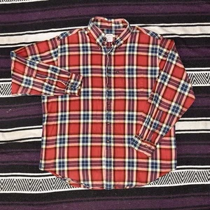 Camisa Brooks Brothers de franela para hombre manga larga roja a cuadros de algodón con botones - Imagen 1 de 6