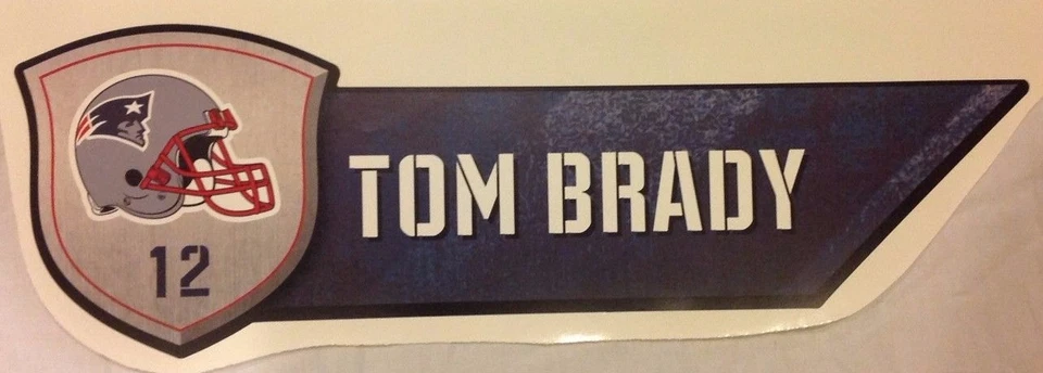 Letrero de placa de identificación 21" x 6" TOM BRADY #12 New England Patriots FATHEAD calcomanía de pared Foto 1 de 1