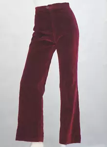 Pantaloni pantaloni vintage vita alta bordeaux velluto taglia X-Small retrò boho hippie - Foto 1 di 8