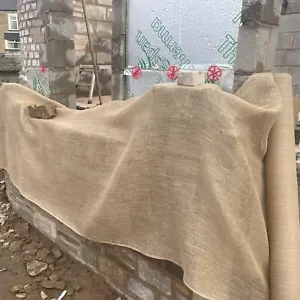 Hessian Jute Fabric Roll Frost Protection Builders Craft Slight Imperfect Stain - Picture 1 of 4