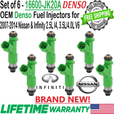 6 juegos de inyectores de combustible Denso nuevos OEM para Nissan Quest 2011, 12, 13, 2014 3,5 L V6 Foto 1 de 4