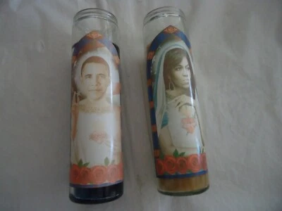 Свеча знаменитости BARACK & MICHELLE OBAMA — ВЕЧНЫЙ ОГОНЬ — БЫВШАЯ В УПОТРЕБЛЕНИИ - Изображение 1 из 3