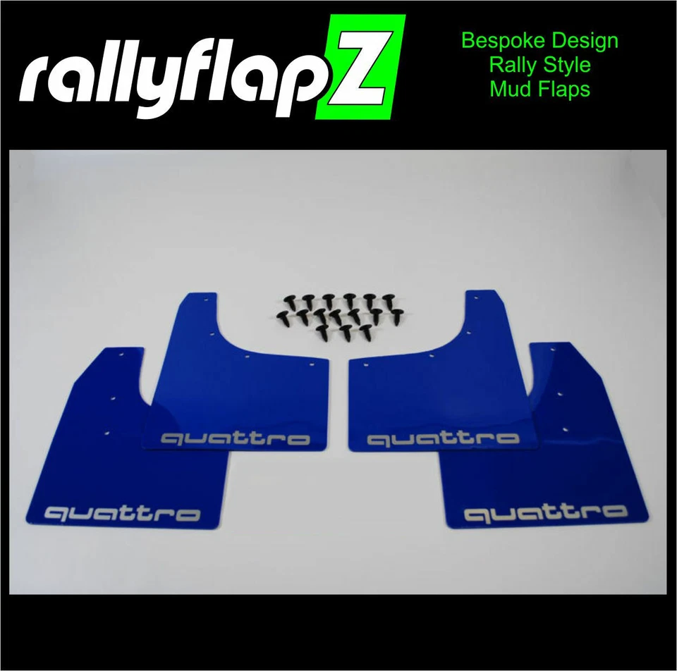 rallyflapZ Qty4 Audi TT Mk1 Mud Flaps & Fixings Kit Blue 3.2mm PVC Quattro-Silv - Image 1 of 1