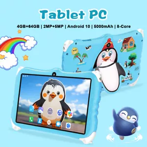 Red US Plug Kids Tablet 7in Andr-oid 10 4GB+64GB 1960*1080 High-Clear Screen Kit - Picture 1 of 7