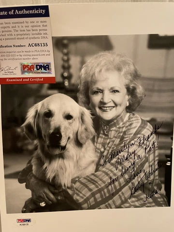 Betty White PSA COA Authenticated Signed Autograph Photo With Her Dog Cover