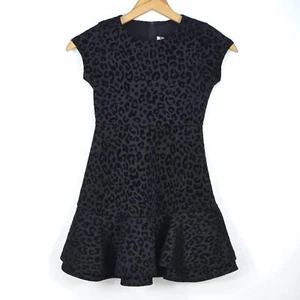 RARE EDITIONS Leopard Print Drop Waist Dress Girls 10 Ruffle Hem Burnout Velvet - Picture 1 of 18