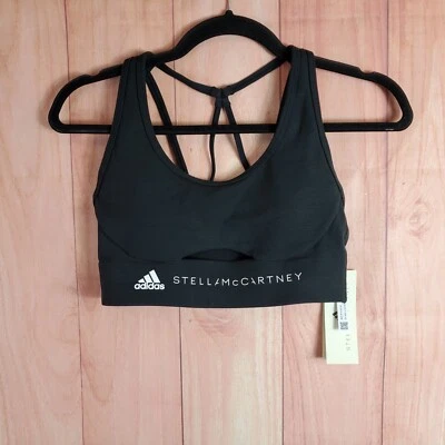Adidas By Stella McCartney 黑色瑜伽运动文胸女式 XS 码全新  — 第 1/4 张图片