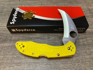 Spyderco Tasman Salt 2 Hawkbill Blade Folding Knife, Yellow FRN Handles C106PYL2 - Picture 1 of 4