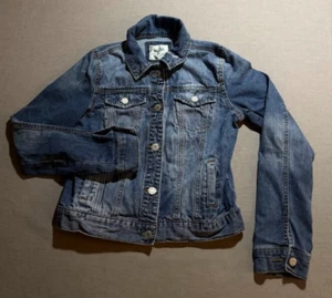 Mudd Trucker Jacket Girls Medium Blue Denim Button Long Sleeve Y2K. - Picture 1 of 8
