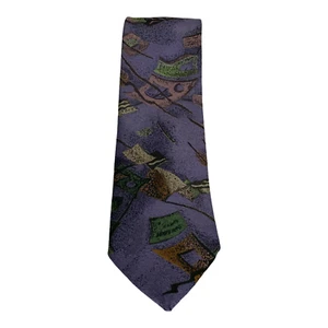 Corbata abstracta púrpura rosa negro verde dorado de 7th Ave para hombre talla 3,5 pulgadas x 58 pulgadas - Imagen 1 de 11