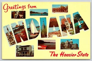 Saludos desde Indiana The Hoosier State letra grande Chrome Dexter Press - Imagen 1 de 2