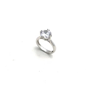 Anillo solitario plata 925 rodio blanco circonita MM 8 Made IN Italy - Imagen 1 de 6
