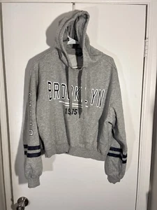 Divided by H&M Hoodie Cropped Sweatshirt Bronx Brooklyn Woman’s XL gray - Picture 1 of 11