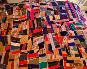 Beautiful Hand Sewn Late 19th Century "Crazy Quilt" Remnant 57” x 67” - Picture 1 of 24