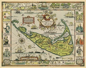 1926 Nantucket Island Massachusetts Historic Vintage Style Wall Map - 24x30 - Picture 1 of 3