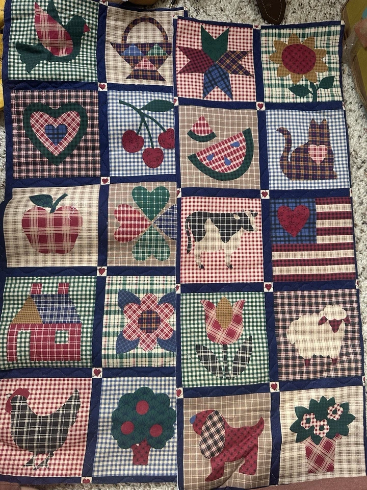 27 pieces Cranston FABRIC Country Hearts Flowers Baskets Plaid  24”x9” pieces - Image 1 of 4