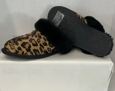 UGG Scuffette II Women Sz 9 Calf Fur Leopard Print Shearling Slipper 1120910 - Image 1 of 4