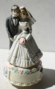 Bride Groom Chadwick Miller 1973 Rotating Music Box Wedding Cake Topper Vintage - Picture 1 of 1