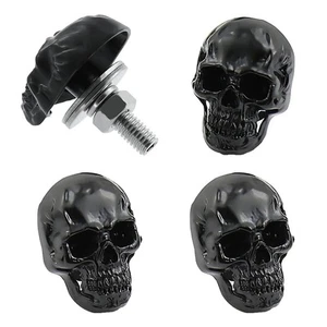 Skull License Plate Screw Fasteners Decorative Cool Funny Black - Foto 1 di 7