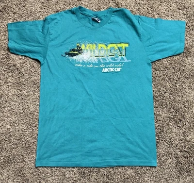 Vintage 1980s Arctic Cat Snowmobile’s Men’s Shirt Size Large, Puffy Texture - Image 1 of 4