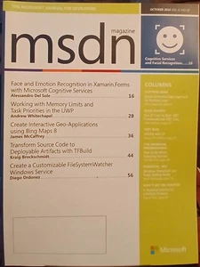 2016 OCTOBER MSDN MAGAZINE - Cognitive Services and Facial Recognition - Picture 1 of 2