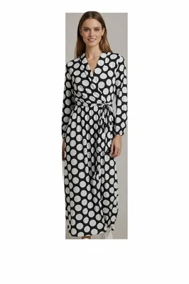 Coast Polka Dot Wrap Dress Black White UK 18 Pleated Skirt Long Sleeve V-Neck - Image 1 of 4