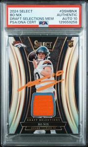 Auténticos recuerdos de selecciones de borrador selectos 2024 automáticos #DSMBNX Bo Nix PSA - Imagen 1 de 2