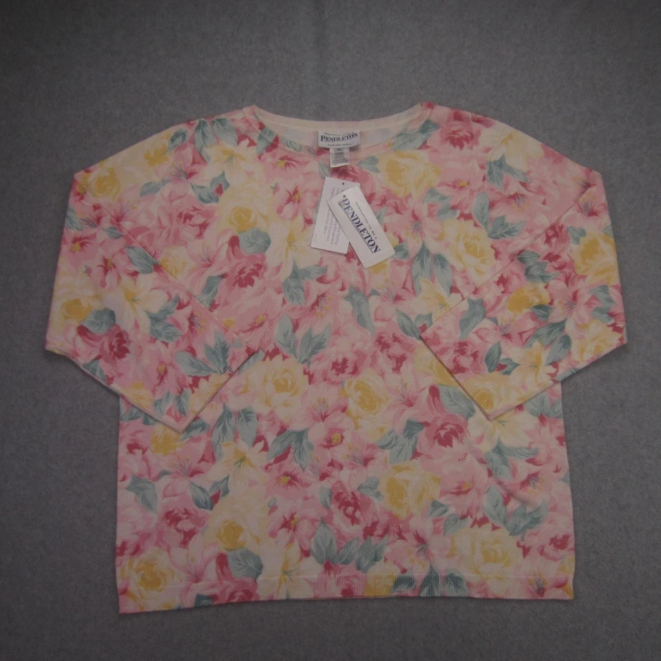 Pendleton Sweater Womens XL Floral Silk Blend Pullover La Dolce Vita 3/4 Sleeve - Image 1 of 4