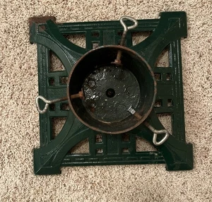 VINTAGE John Wright ghisa cimelio albero di Natale supporto 14" verde - made in USA - Foto 1 di 5