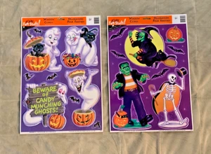 WC10 -2 Reusable Static Halloween Window Clings - 12" x 17" + Bonus 7"x9" Sheet - Picture 1 of 4