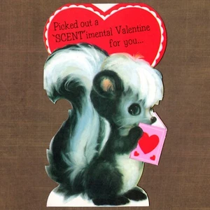 Tarjeta de San Valentín American Greetings 1975 vintage sin usar, corazón con aroma a mofeta - Imagen 1 de 6