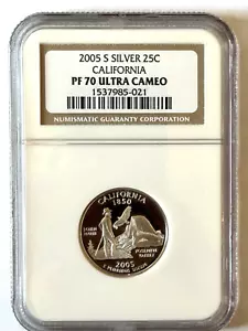 2005-S - SILVER PROOF CALIFORNIA STATE 25c - NGC PF70 UCAM - Picture 1 of 2