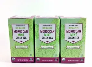 3 Packs Trader Joe's Organic Moroccan Mint Green Tea 20 Tea Bags 1.27 oz/Pack - Picture 1 of 1