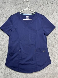 SCRUBSTAR ULTIMATE WOMENS performance “INDIGO” NAVY BLUE SCRUBS TOP SZ XS - Picture 1 of 11