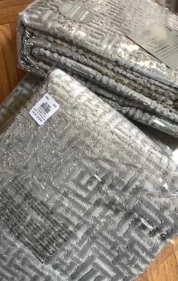 West Elm Allover Crosshatch Drapes Set 2 Gray 48x 84 Curtains Platinum New More+ - Image 1 of 3