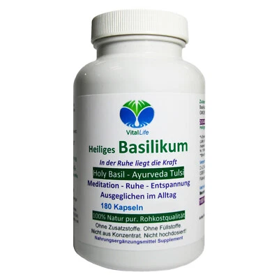 VITALLIFE Tulsi Heiliges Indisches Basilikum 180 Kapseln Holy Basil Königskraut. 26700-180
