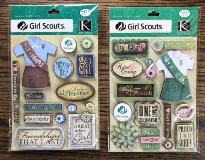 Lot of 2 K & Company Dimensional Girl Scout Scrapbook Stickers Brownie & Junior - Image 1 of 4
