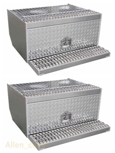 2PCS Aluminum Toolbox Chain Tool box Step 30"W For Peterbilt 379 359 385 377 - Picture 1 of 9