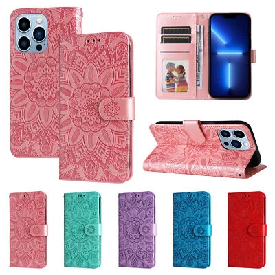Flip Flower Leather Wallet Phone Case For iPhone 13 11 12 14 15 16 Pro Max XR XS - Image 1 of 4