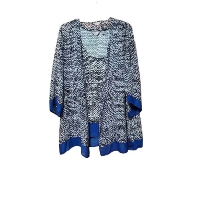 Coral Bay Mujeres 1X Plus Tank Kimono Top Conjunto Transparente Artístico Boho Beach Resort Verano Foto 1 de 4