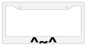 ^~^ White Plastic License Plate Frame - Picture 1 of 1