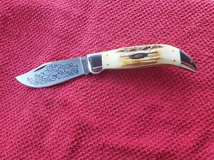 Case XX Blue Scroll Clasp Knife STAG 5172 SSP  **VERY NICE